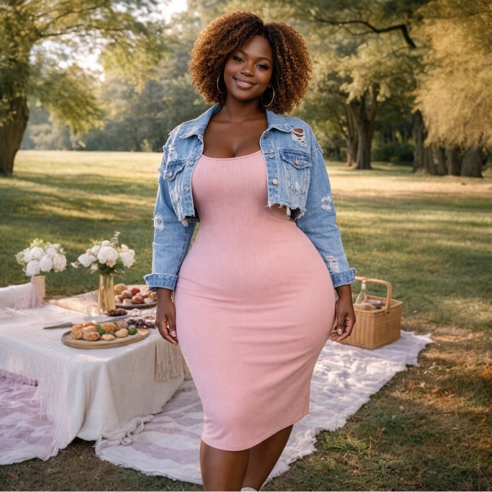 Michael Kors Pink Ribbed Midi Tank Dress - Picture 4 of 6
